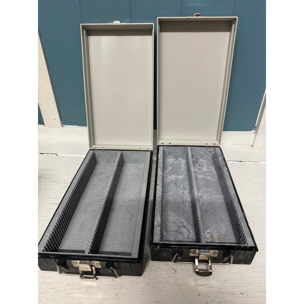 Vintage Agfa Slide Storage Case Set of 2 Grey Black Plastic 35mm Film Organizer